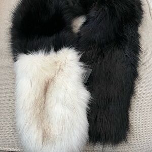 Luxurious Black and White Faux Fur Scarf